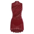thumbnail image 6 of iiniim Lyrical Dance for Women Rhinestone Figure Skating Dresses Sleeveless Ballet Dancewear Burgundy L, 6 of 7