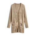 thumbnail image 3 of Girls Cardigan Sweaters with Pockets Button Down Warm Lightweight Casual Kids Fall Winter Long Jacket Khaki 10, 3 of 3