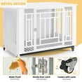 thumbnail image 3 of DWVO 38in Dog Crate Furniture with Lockable Door and Wheels, Wooden Side End Table, Heavy Duty Dog Crates for Small Medium Dogs - White, 3 of 7