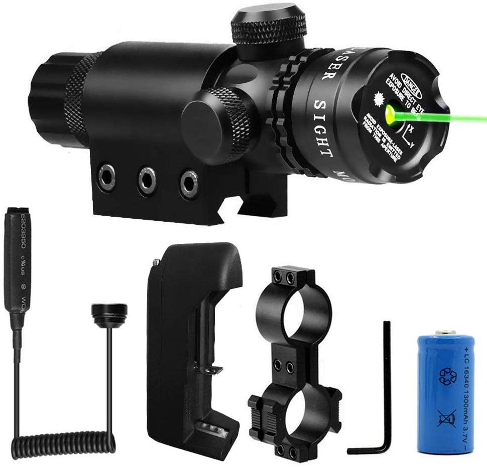 Tactical Green Laser Sight Dot Scope For Hunting 16340 Battery Charger Remote