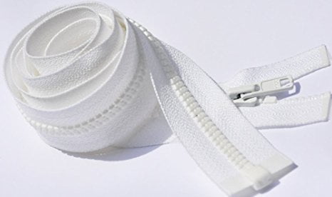 72\ Vislon Zipper YKK #3 Light Weight Molded Plastic Separating Color 501 White By Each 10\ Select Length Length 38 inches