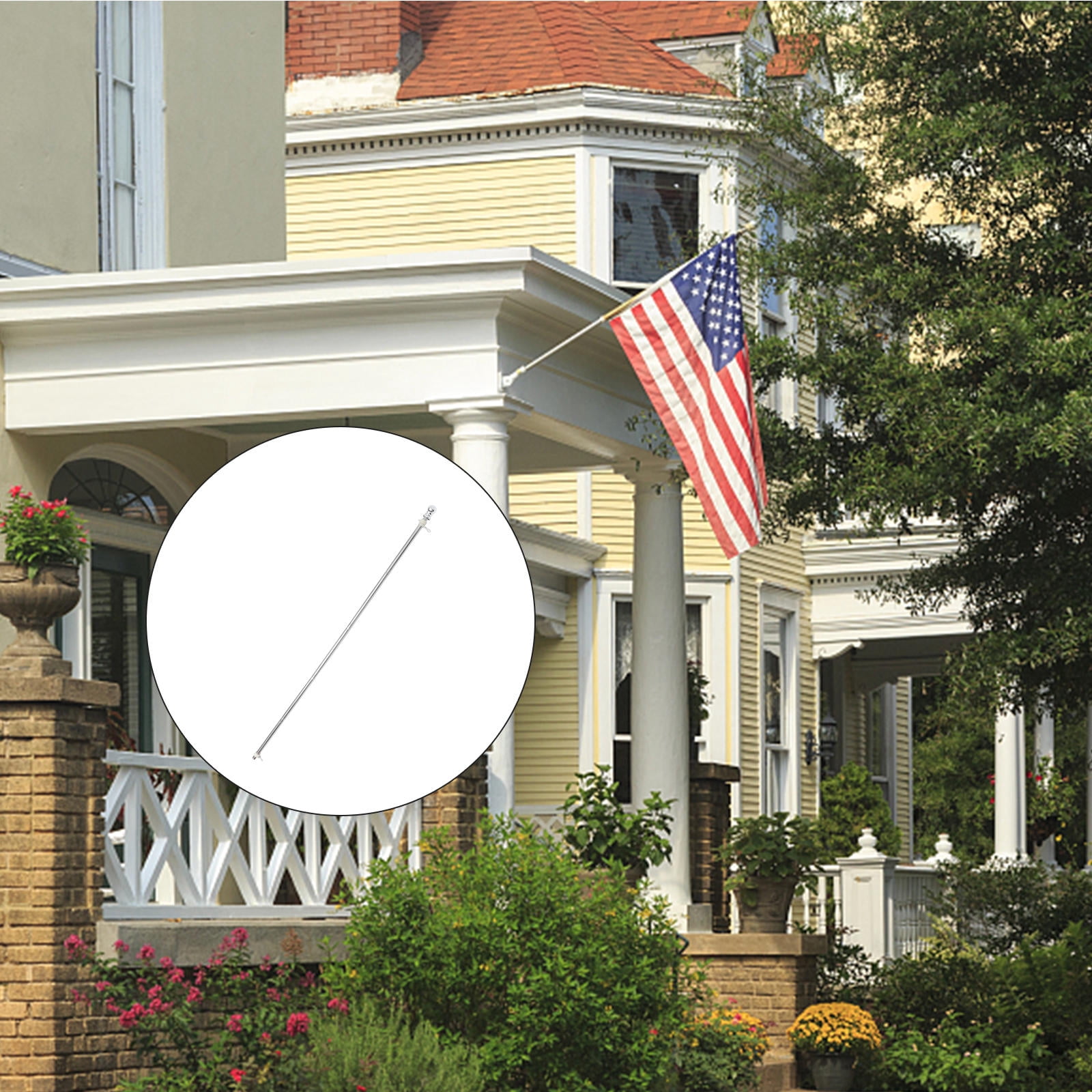 FRCOLOR 1 Set of Stainless Steel Flag Pole Kit Detachable Flagpole for Porch Yard
