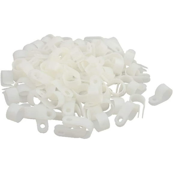 100Pcs creamy-white Nylon R-Type Cable Clamp for 5/8" Dia Wire Hose Tube(Fascetta cavo in nylon R-Type 100Pcs bianco sporco per tubo flessibile diametro filo 5/8' 'Dia