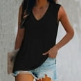 thumbnail image 2 of up to 60% off Gifts Usmixi Womens Tank Tops Casual Comfy Breathable Loose Fit Tunic Vest Tees Tops Summer Trendy Solid V-Neck Sleeveless Shirts Blouse Black XL, 2 of 5
