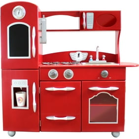 Teamson Kids Retro Wooden Play Kitchen With Refrigerator