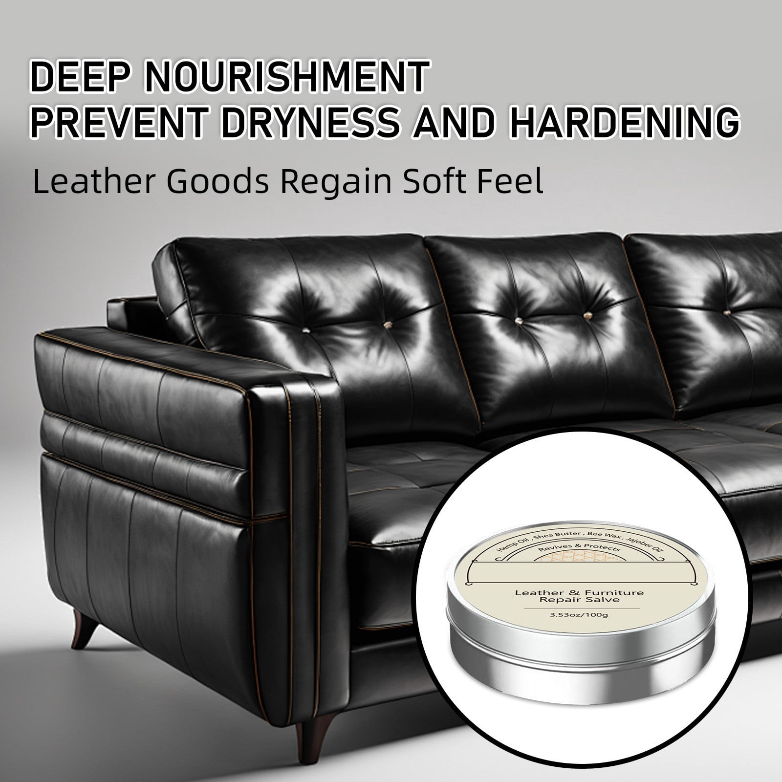 2PCS Leather Restoration Cream,  Leather Cream, Leather Conditioner,Leather & Furniture Repair Salve + Applicator Brush, for Couches and Furniture, Repair Salve for Car Sea