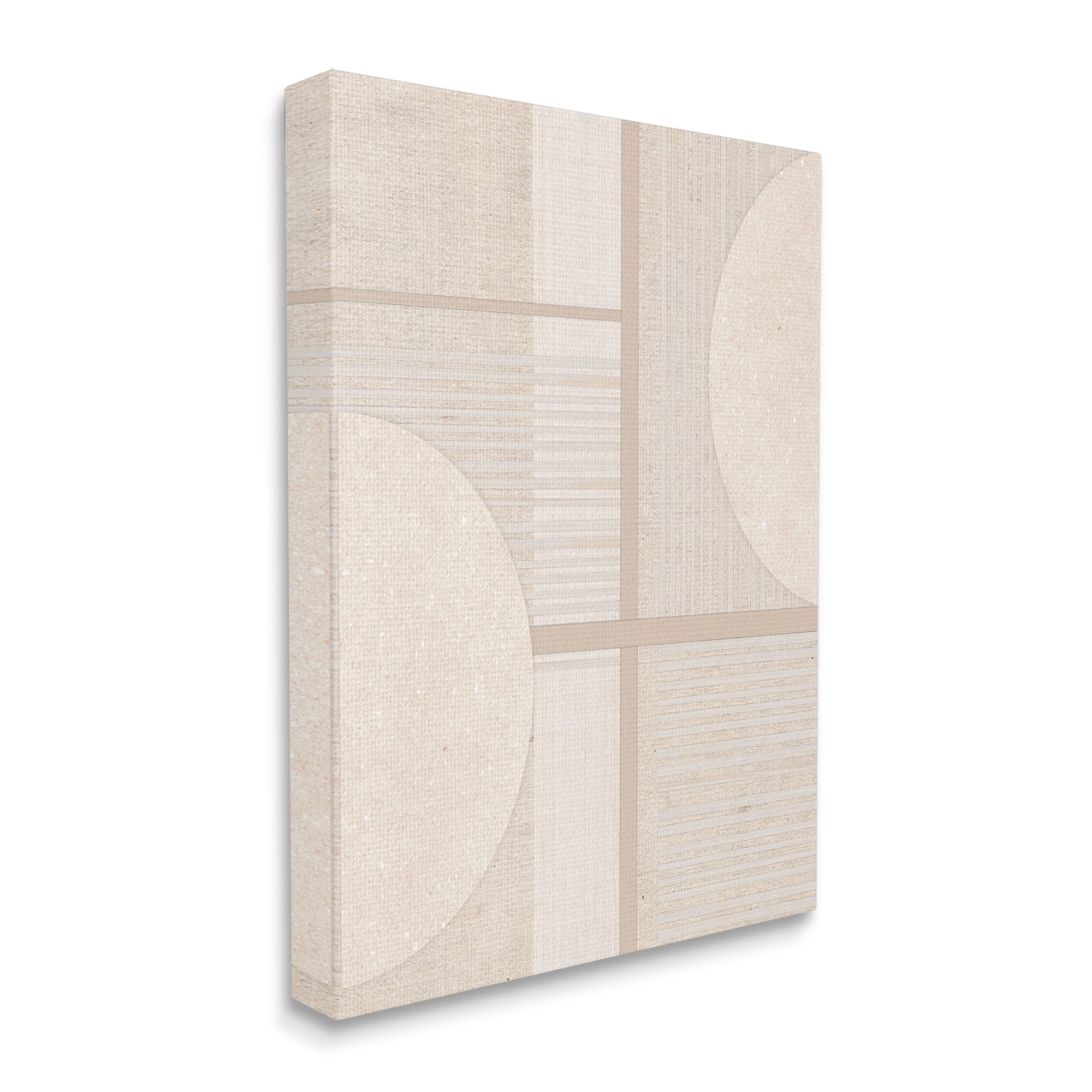 Stupell Industries Beige Circular Geometric Abstract Painting Gallery Wrapped Canvas Art Print Wall Art, 24 x 30
