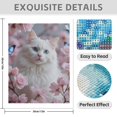 thumbnail image 3 of Diamond Art Kit for Adults, White Cat Pink Blossoms Blue Butterflies Diamond Painting for Adults Beginners, 5D DIY Diamond Art Painting Kits, Colorful Diamond Painting Craft for Home Decor 12x16, 3 of 7