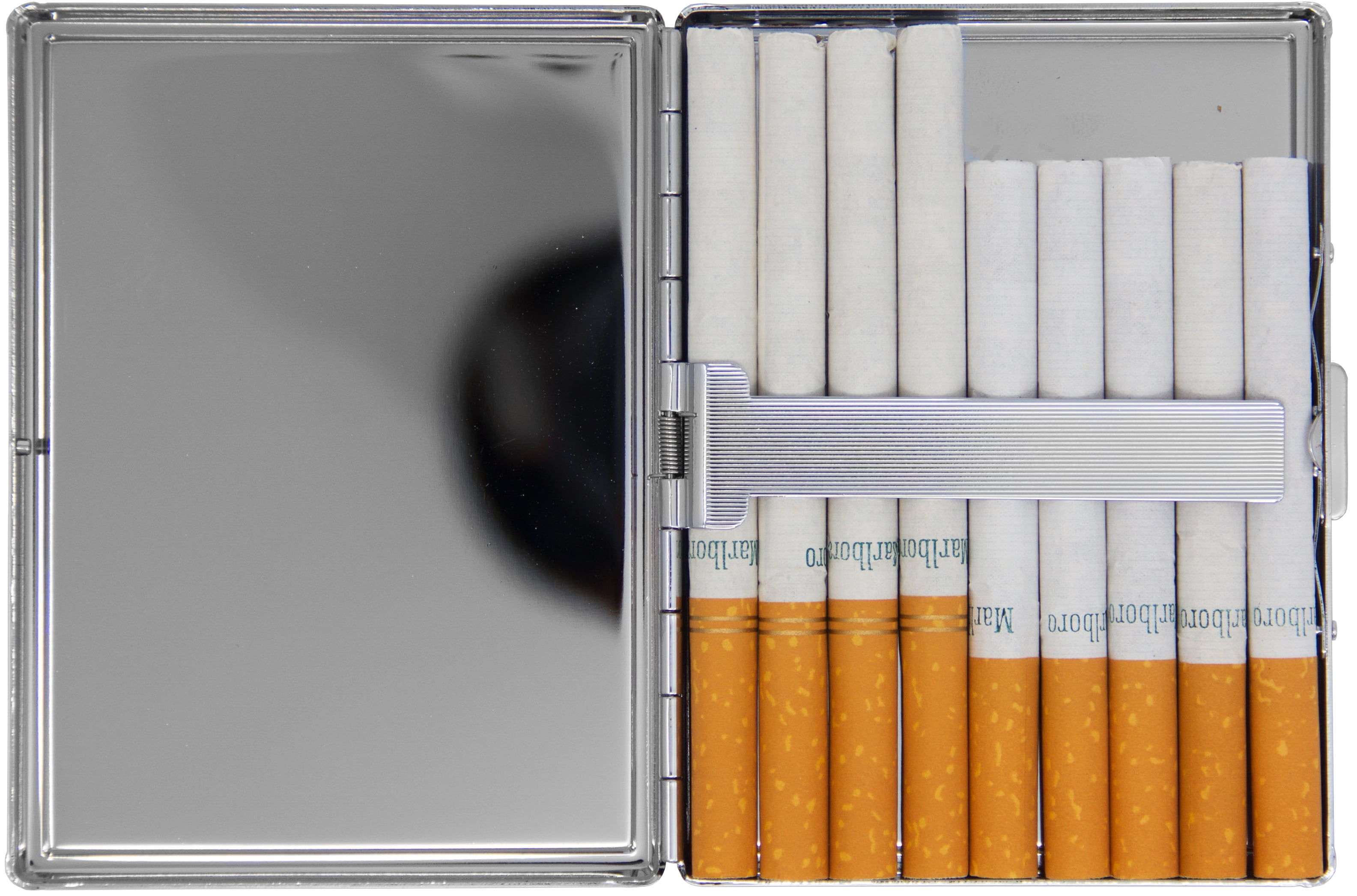 Set of 2 Metal-Plated 100s Ultra Compact Cigarette Case With Insert (Aqua Glitter)