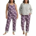thumbnail image 4 of Karen Neuburger Women's 3-Piece Printed Soft Pajama Lounge Set (Purple, M), 4 of 7