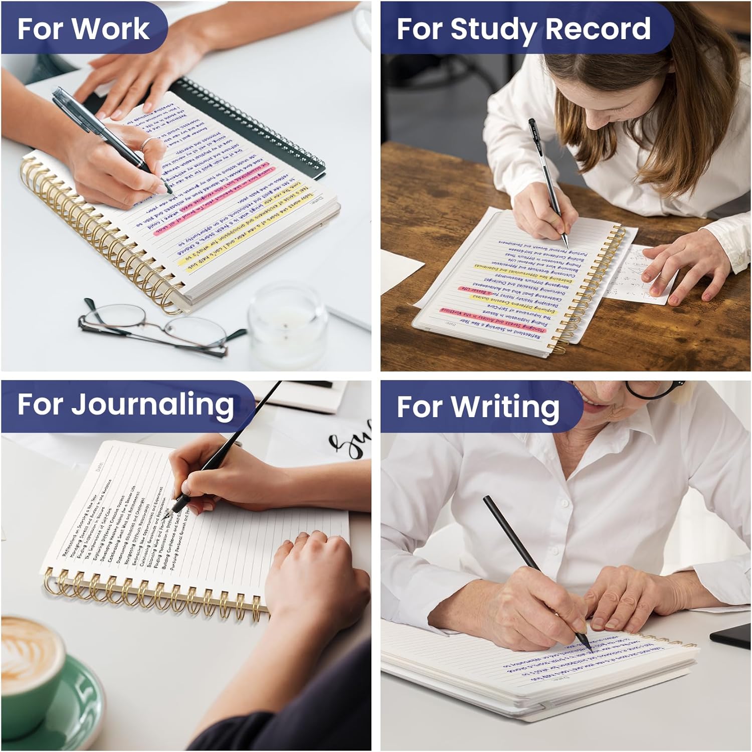 AP Lined Spiral Notebook Journal for Work,300 Pages Thick B5 (7.1"x10") College Ruled Journal for Women & Writing, Hardcover Notebook for Note Taking, Perfect for Office Home School, Celestial Garden