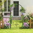 thumbnail image 2 of Costway 87" Garden Arbor Arched Lockable Gate Top Arbor Trellis with Side Planters, 2 of 10