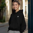 thumbnail image 3 of Dalix Heartly Ghost Embroidery Relaxed Hoodie Soft Fleece Sweatshirt Fit Lounge Womens in Black XS X-Small, 3 of 4