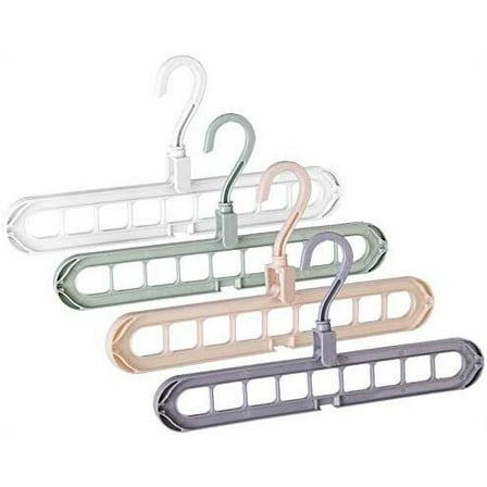 Magic Space Saving Clothes Hangers Multifunctional Smart Closet Organizer Premium Wardrobe Clothing Cascading Hanger 9 Slots, Innovative Design for Heavy Clothes, Shirts Pants Dresses Coats(4 Pack)