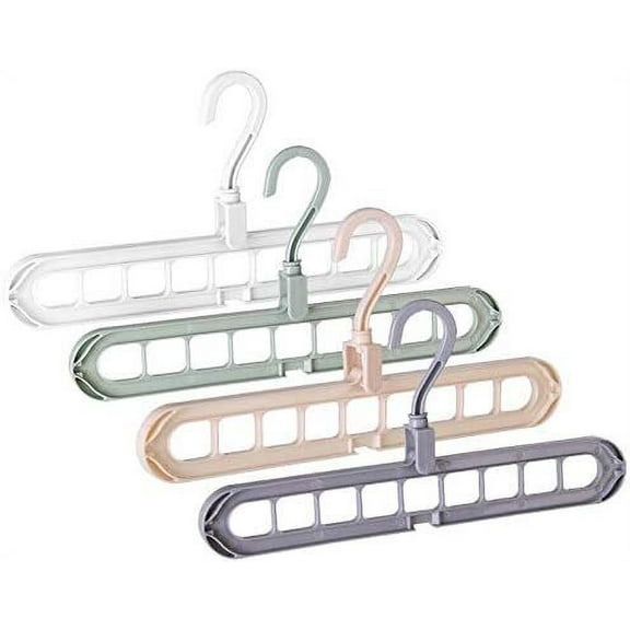 Magic Space Saving Clothes Hangers Multifunctional Smart Closet Organizer Premium Wardrobe Clothing Cascading Hanger 9 Slots, Innovative Design for Heavy Clothes, Shirts Pants Dresses Coats(4 Pack)