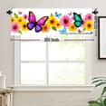 thumbnail image 3 of Butterfly And Flowers Rod Pocket Polyester kitchen Curtain Valances for Windows For Indoor Living Room Bedroom Kitchen Decoration 54x18 inch, 3 of 5