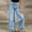 Blue, variant on Olyvenn Women's Spliced Ruched Hem Denim Pants, High Waist Fashion Trendy Wide Leg Jeans, Casual Streetwear Trousers Black XL