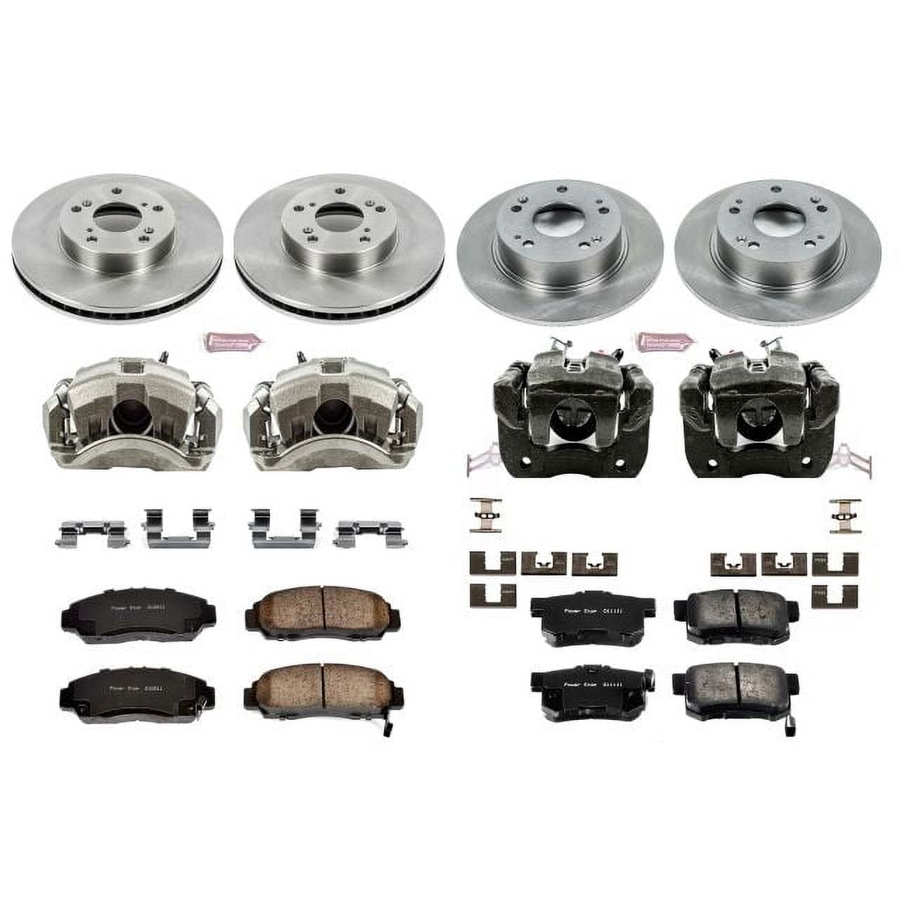 PowerStop Front and Rear Stock Replacement Brake Pad and Rotor Kit with Calipers Fits: HONDA Select Models KCOE2557