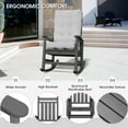 thumbnail image 5 of SERWALL Oversized HDPE Outdoor Rocking Chair with Cushion, Gray Rocker and Gray Cushion, 5 of 10