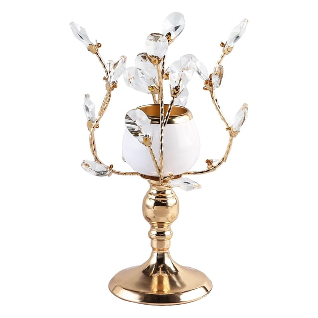 Portavelas de cristal Zulema Centro Pilar Soporte Romántico Oro S 11 cm x 11 cm x 24 cm