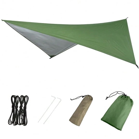 Hammock Camping Tarp Rain Fly Waterproof Tent Shelter Awning Sunshade Cloth Picnic Mat For Outdoor Beach Included Guy Lines Stakes 230*140CM