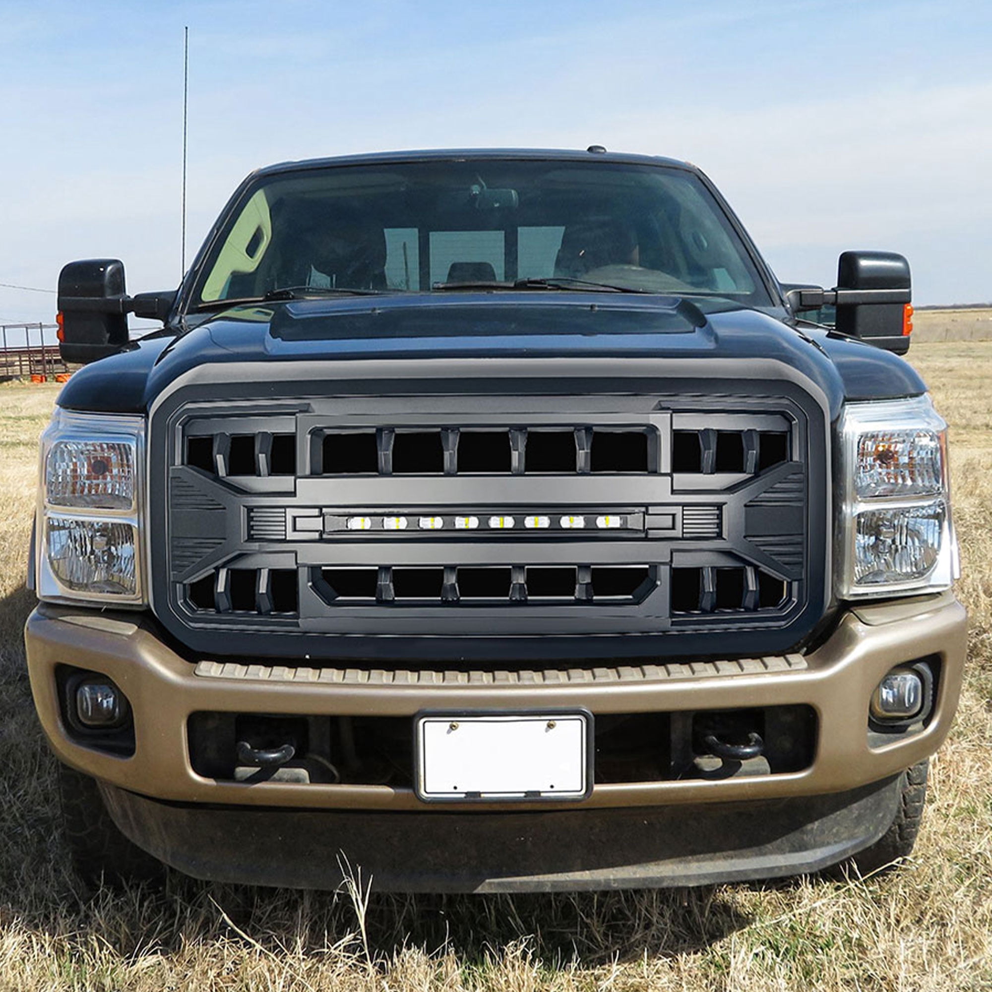 AMERICAN MODIFIED Armor Grille w/Off Road Lights for 11-16 Ford Super Duty