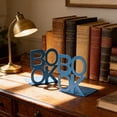 thumbnail image 1 of shyuyusa Alphabet Pattern Metal Bookend 2 Piece Set Heavy Duty For Office Desk Book Storage And Document Organizing, 1 of 6