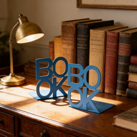BAOPAI Heavy Duty Metal Book Ends with L Shape Design for Desk and Bookshelf Organizer Prevents Book Sliding Sturdy Support for Large Heavy Books