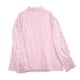 thumbnail image 5 of Manga larga blanca,Camisa de encaje para mujer, elegante blusa de cuello redondo, manga larga abotonada, mezcla de poliéster, ropa informal, sopatenor, 5 of 9