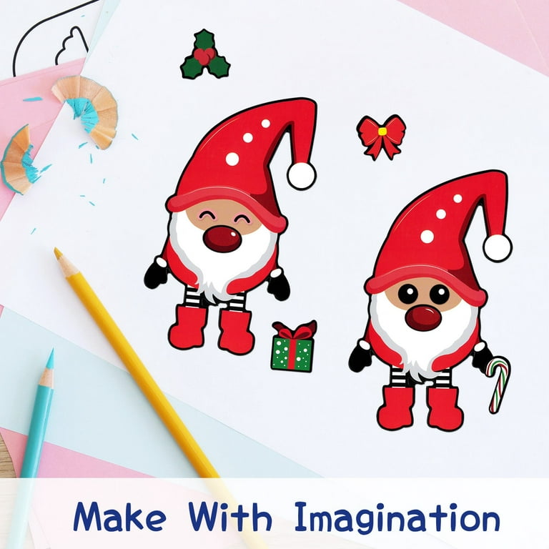 Wrapables Make Your Own Christmas Stickers, DIY Make A Face Sticker Sheets, Holiday Crafts and Activities, Party Favors (24 Sheets) Xmas Friends