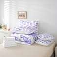 thumbnail image 5 of Manfei Girls Purple Ribbon Bedding Comforter Set 7-Piece, Cartoon Bowknot Bow-tie King Bedding Sets, Princess Bow Style Reversible Bed Sheets, Super Cozy Room Decor, 5 of 7