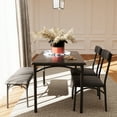 thumbnail image 4 of 4-Piece Dining Table Set for 4 with Upholstered Chairs & Bench, Wood Kitchen Table Set for Small Space, Apartment, 4 of 8