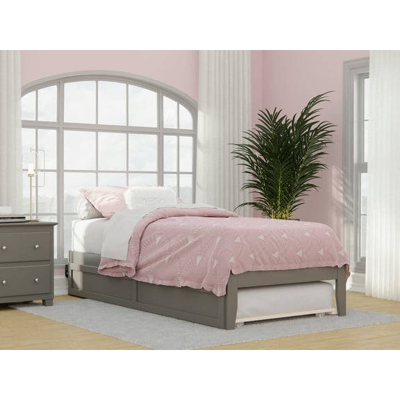 Colorado Twin Extra Long Bed with USB Turbo Charger and Twin Extra Long Trundle in Grey