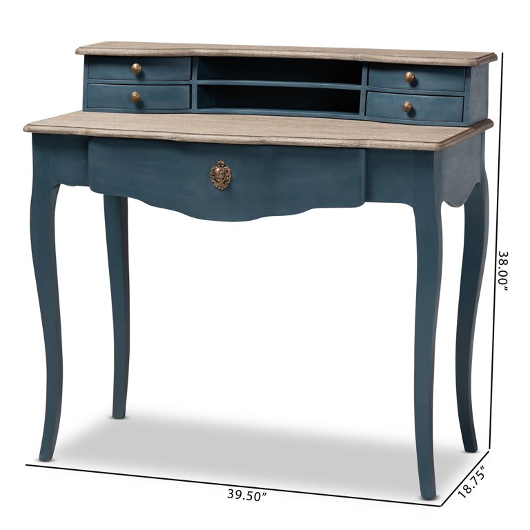 Baxton Studio Celestine Blue Spruce Finished Wood Accent Writing Desk