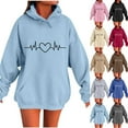 thumbnail image 2 of ShiShine Hoodies for Women Long Sleeve Love Printed Oversized Sweatshirts Drawstring Loose Fit Pullover Tops with Pocket, 2 of 5