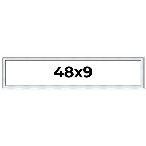 48x9 Frame Sterling Silver Solid Wood Picture Frame | 1.25 Inch Moulding Width | 0.75 Inch Interior