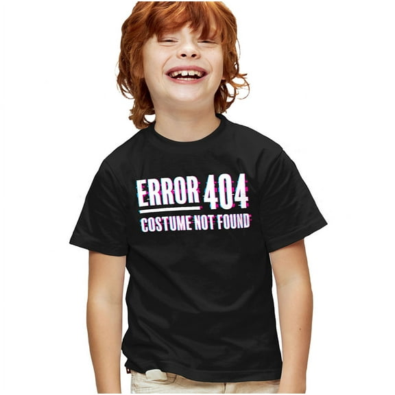 Popfunk Halloween Error 404 Costume Not Found Kids T Shirt for Youth Boys and Girls, Black, Medium