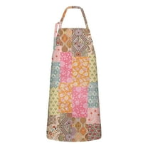 Pioneer Flower Floral Print Pattern Apron-Garden Aprons for Women with Pockets-Cotton Linen Waterproof Kitchen Cooking Gardening Aprons Adjustable for Kitchen,Cooking,BBQ and Salon 33x27 Inch