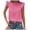 Pink, variant on Trendfront Womens Summer Crew Neck Short Sleeve Tops Casual Sweet Lace Ruffle Sleeve Tees Solid Color Plain Fashion Apparel T-Shirts