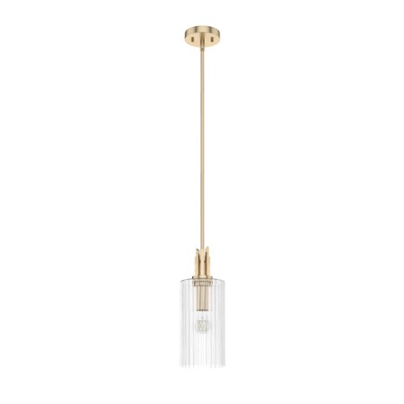

Hunter Gatz Alturas Gold with Ribbed Glass 1 Light Pendant Ceiling Light Fixture