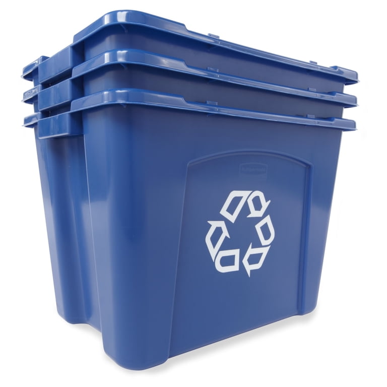 Rubbermaid 14 Gallon Stackable Outdoor Recycling Bin, Blue