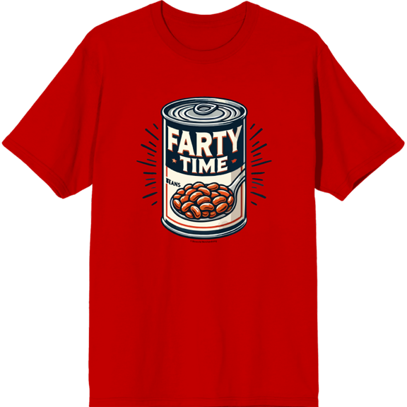 Fart Time Beans Adult Red Crew Neck Short Sleeve Tee-Medium