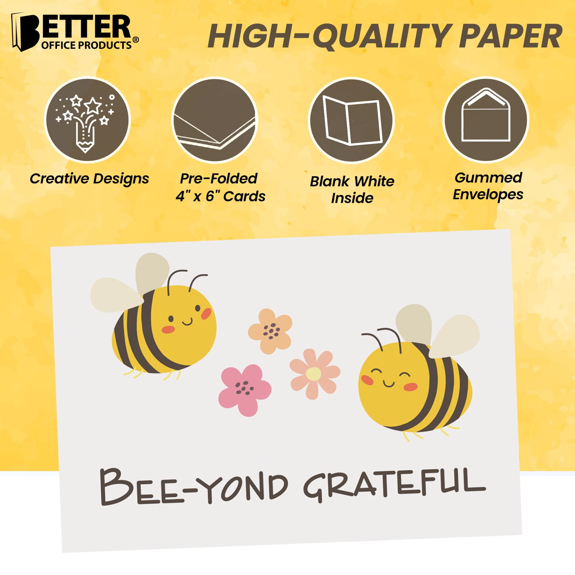 Better Office – 50 Lustige Dankeskarten Mit Umschlägen, 10,2x15,2 Cm, 10 Designs, 250 G/m² Papier