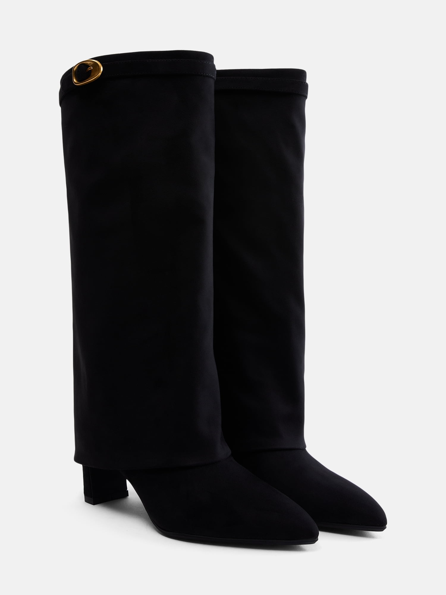 Madden NYC Women's Fold Over Faux Suede Buckle Boots