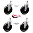 thumbnail image 2 of 6 Inch Phenolic Wheel Swivel ½ Inch Threaded Stem Caster Set Service Caster, 2 of 2
