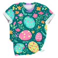thumbnail image 4 of Ounisa T-Shirts à Manches Courtes pour Femmes Col Rond Lapin de Pâques Imprimé Mélange de Coton Coupe Ample 2026 Printemps Été Vacances Décontracté Confortable Tendance Grande Taille T-Shirts P-2TG, 4 of 5