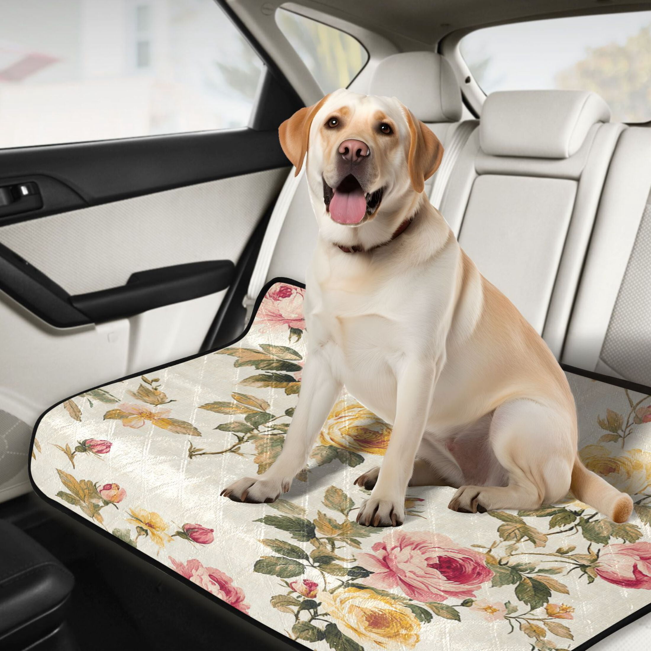 Qxltty Vintage Shabby Chic Floral Pattern with Roses Cat litter Pads Pet Set of 2 Diaper Mats Center Anti-leakage Layer Absorbent Soft and Comfortable