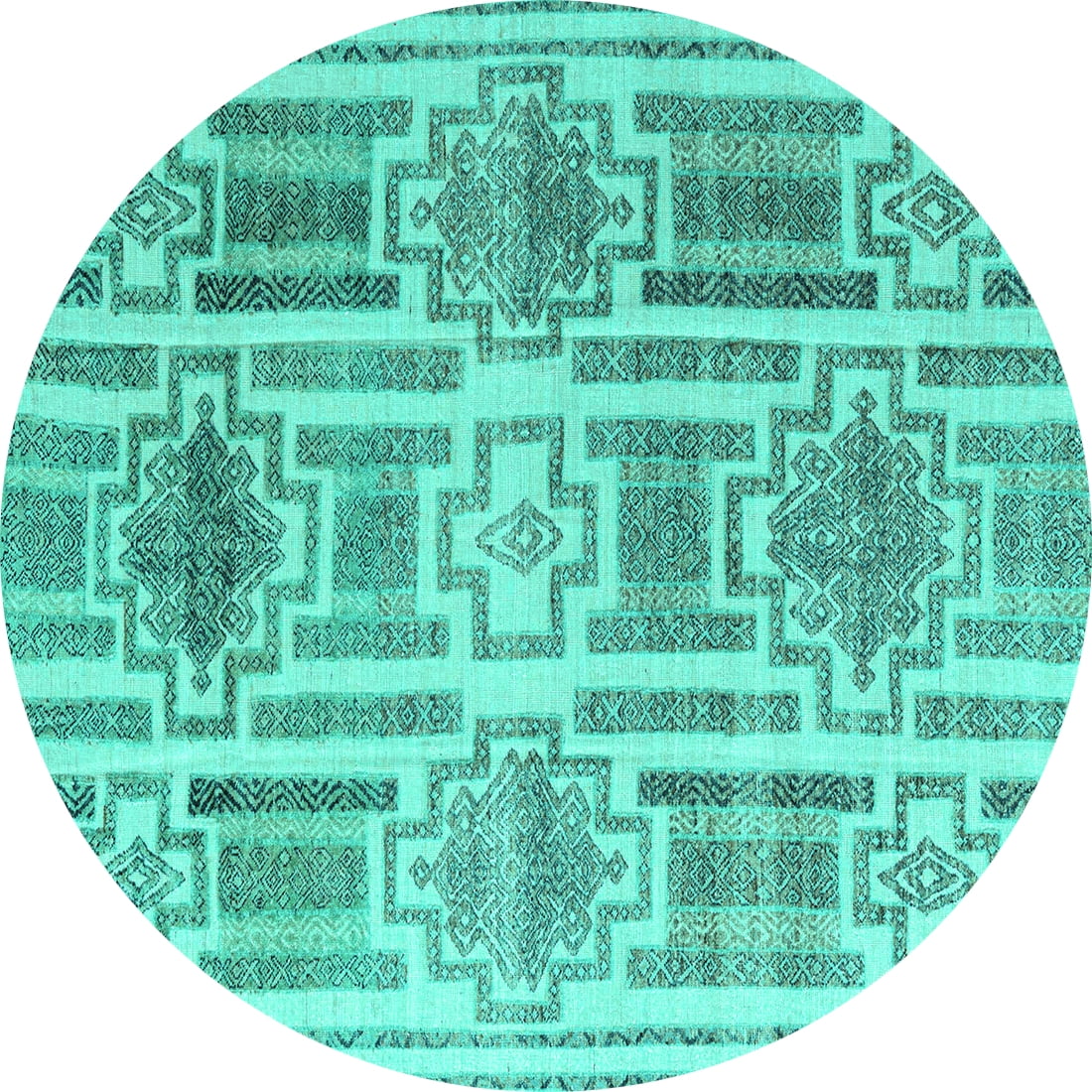 Ahgly Company Indoor Round Abstract Turquoise Blue Modern Area Rugs, 6 ...