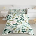thumbnail image 3 of Manfei Cartoon Plant Leaf Full Size Comforter Sets, Green Branches Botanical Bedding Comforter Set, Teens Kids Adult Reversible Bedding Sets, Luxury Bedroom Decor, 3 Pieces, 3 of 9