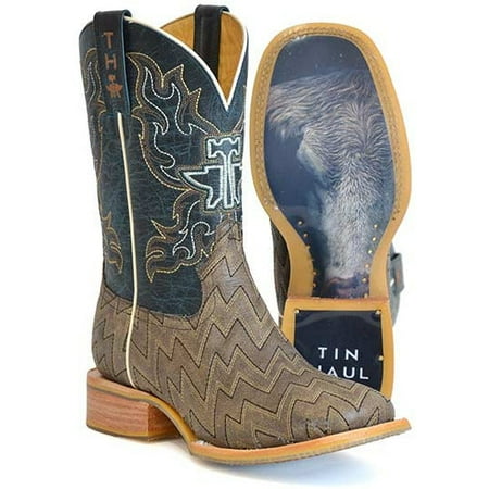 

Men s Tin Haul Lightning Strikes Boots with Working Man s Sole Handcrafted Tan
